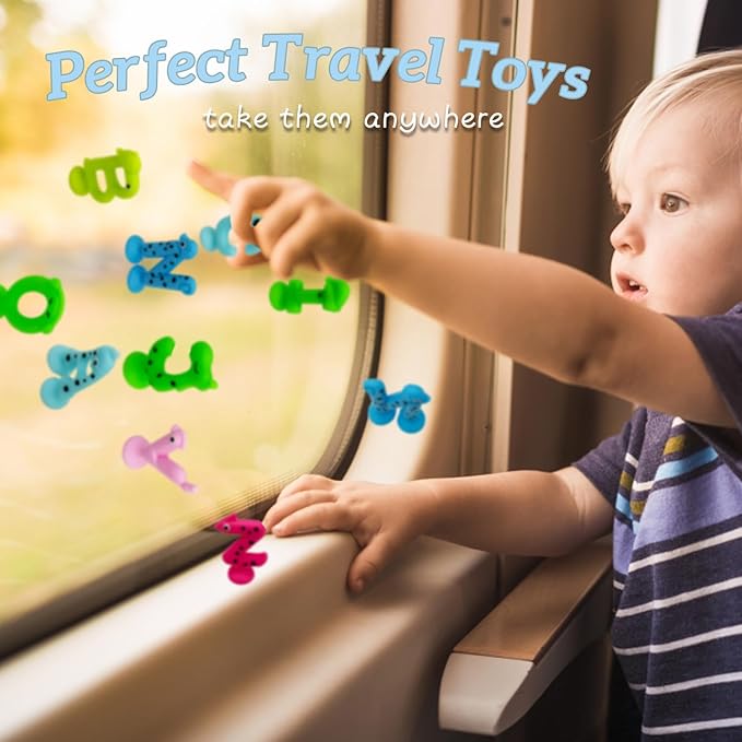 Suction Letters Bath Toys with Storage, 26 PCS Bath Toys for Kids Ages 4-8, Sensory, Window and Travel Toy, Montessori Gift for 3 4 5 6 7 Years Old Boys Girls (Letters)