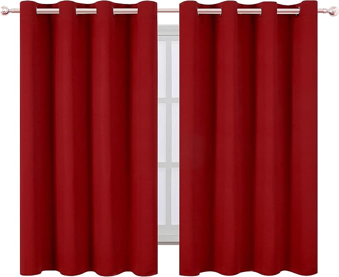 LEMOMO Red Thermal Blackout Curtains/52 x 54 Inch/Set of 2 Panels Room Darkening Curtains for Bedroom