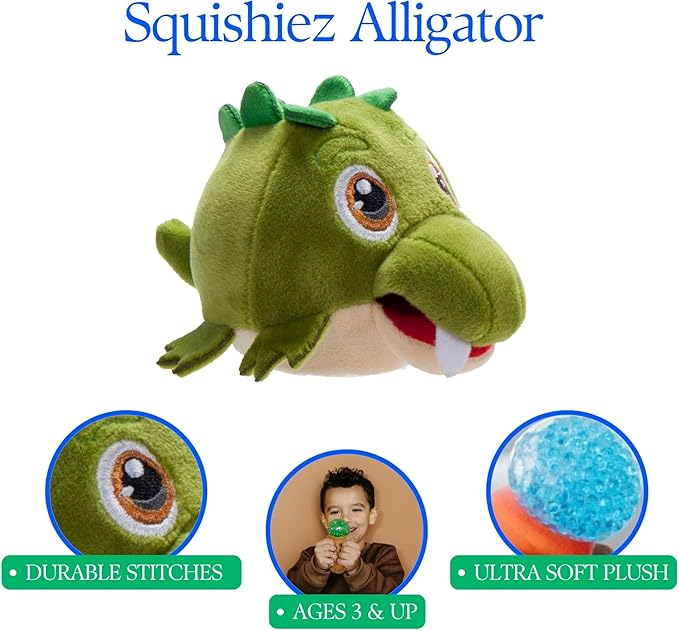 The Petting Zoo Alligator Stuffed Animal Plushie, Gifts for Kids, Squishiez Wildlife Animal Squeeze Toy, Green Gator Plush Toy 3 Inches