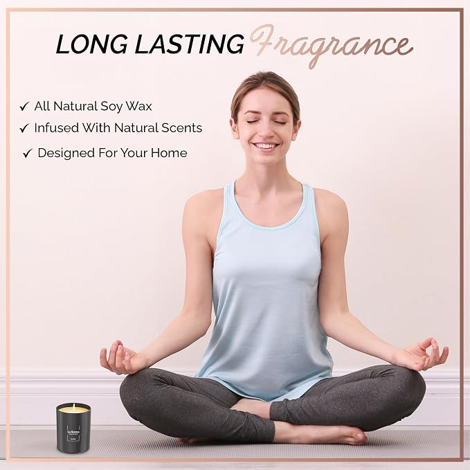 Premium Lemongrass & Lavender Scented Candles (La Serena), Natural Soy Candles Gifts for Women & Men, Hand Poured, Long Lasting Aromatherapy Essential Oil Candle, 8 Oz with 45 Hour Burn Time