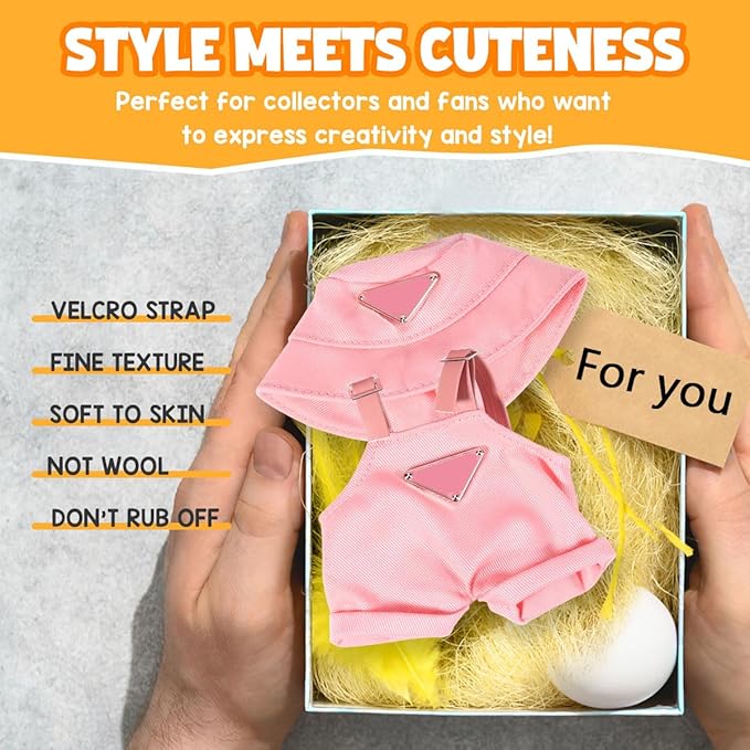 AICase for 17cm Doll Clothes/Outfit,Clothes Set for 17cm Doll,2 Piece Set Hat Clothing,Boys and Girls Stylish Adorable Dolls Clothes Accessories_Pink