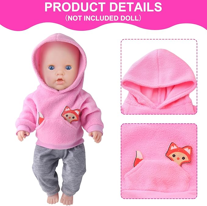 UNICORN ELEMENT 9PCS 16-18 Inch Baby Doll Clothes Set - Magic Tape Design Cute Outfits for Baby Dolls with Hat & Socks, 3+ Age Pretend Play Costumes to Boost Creativity (No Doll Included)