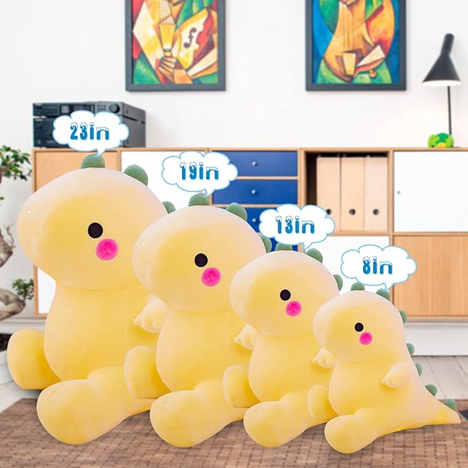 Cute Dinosaur Plush Toys Fat Dinosaur Stuffed Animals Toys Dolls Dinosaur Plush Toy Soft Stuffed Animal Dino Plushies Doll Cute Birthday Gifts for Kids Girls Boys (Yellow,13in)
