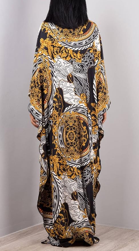 Venasha Womens Caftan Floral Print Kaftan Dress Short Sleeve Swimsuit Cover up Loungewear for Summer