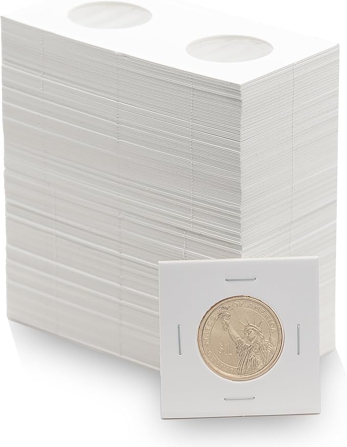 1000 Small Dollar 2x2 Cardboard Coin Flips with Mylar Windows Archival Safe
