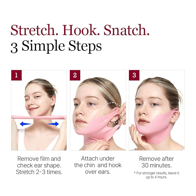 ROUND LAB Camellia Deep Collagen V Lifting Gel Mask 4ea | Double-chin Turkey Neck Instant Face Lifting Mask, Cooling and Depuffing Face Toning Belt, Firming Sagging Skin, Korean Skin Care, 10g/0.35oz