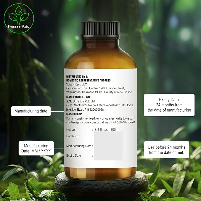Majestic Pure Essential Oil with Glass Dropper - 100% Pure and Natural - Essential Oils for Diffuser, Aromatherapy, Soap and Candle Making, Tea Tree Essential Oil, Tea Tree Oil, 3.4 Fl Oz