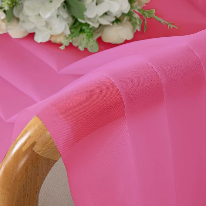 OWENIE Sheer Hot Pink Curtains for Bedroom Living Room 63 Inch Length 2 Panels Set, Modern Soft Solid Light Filtering Sheer Curtains for Dining Room, Rod Pocket Window Treatments, Hot Pink, 42"Wx63"L