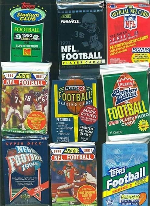 DREAM LOT OF OLD UNOPENED FOOTBALL CARDS IN PACKS 60 Cards in Packs from the Late 80s and Early 90s