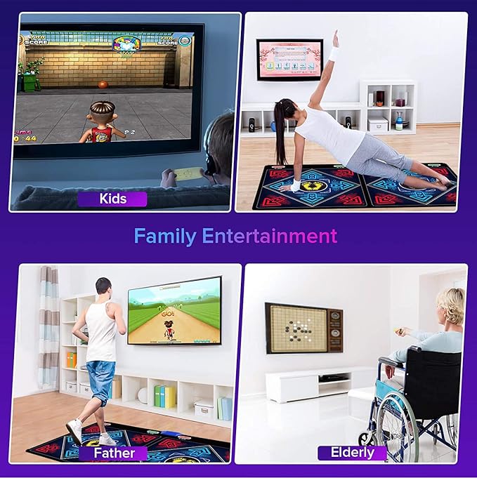 WuZhuangYuan Music Dance Mat for Kids & Adults,Ideal for Fitness Dance Games,64GB Memory Card,899 Games,75 Music Videos,650 Songs.for TV use,Made of Premium Flannel,a Luxurious Gift for Children