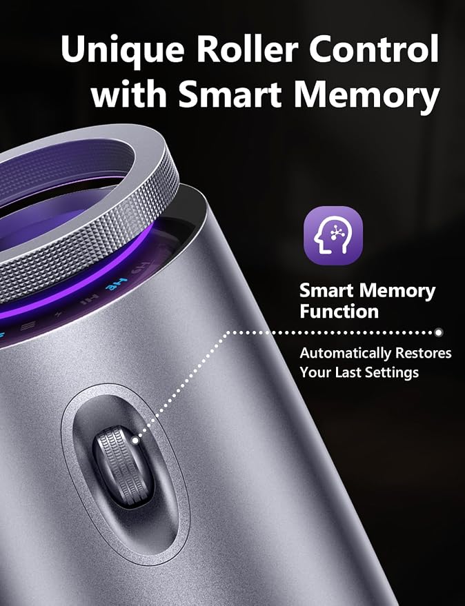 Waterless Essential Oil Diffuser, Rechargeable Portable Aromatherapy | Oil-Saving Design | Smart Memory | Aluminum | 3 Mist Levels | 3 Ambient Light Modes | Ultra Quiet | for Home Office Car