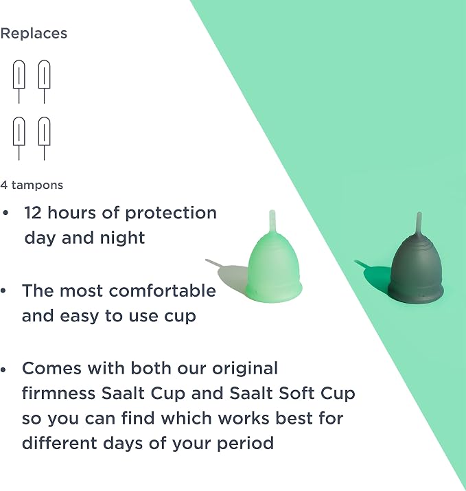 Saalt Twin Pack - Reusable Medical-Grade Silicone Period Cup - Wear for 12 Hours - Saalt Soft & Original Firmness (Regular)