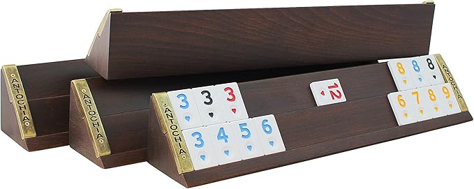 Personalized Wooden Rummy Game Set - Straight Custom Racks and Tiles with Case