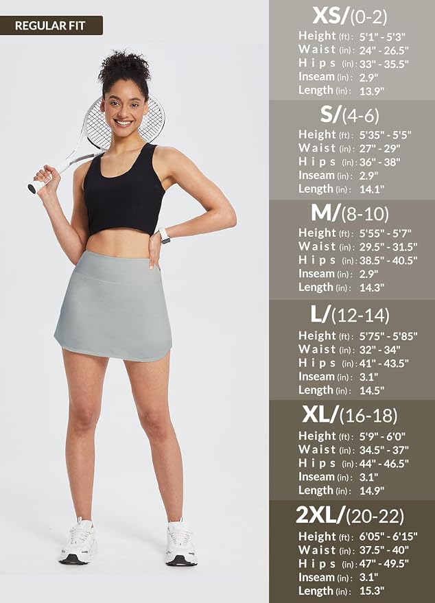 baleaf Tennis Skirt Pleated Golf Skorts with 3 Pockets | 14", Built in Shorts, High Waisted, Anti-slip Strip, Lightweight, for Athletic, Workout, Pickleball, Skorts for Women
