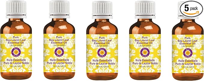 Deve Herbes Pure Bay Laurel Leaf Essential Oil (Laurus nobilis) Steam Distilled (Pack of Five) 100ml X 5(16.9 oz)