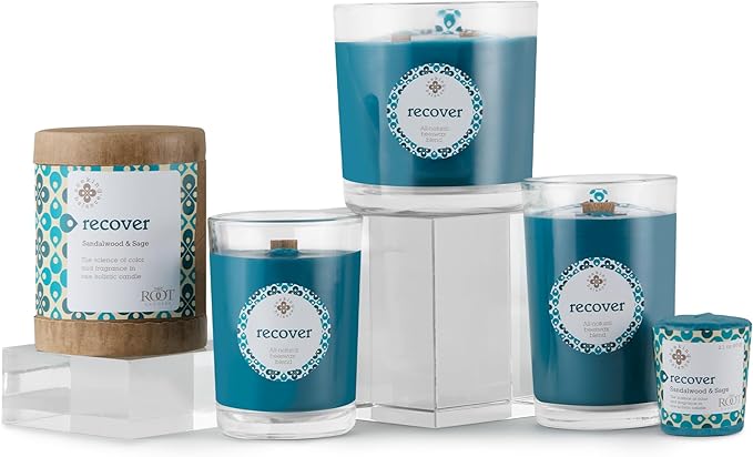 Root Candles Seeking Balance Wood Wick Spa Candle Aromatherapy Candle, 12-Ounce, Restore: Sandalwood & Sage