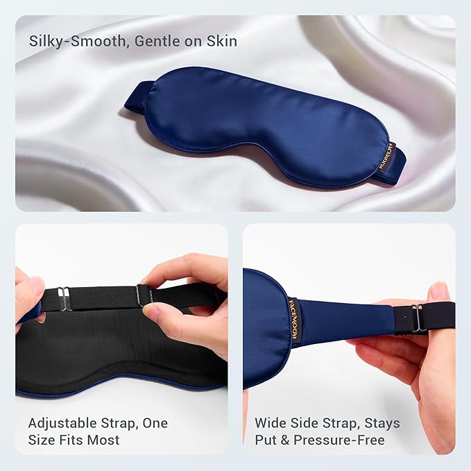 2PCS Cold Eye Mask - Cooling Eye Mask for Puffy Eyes, Cold Compress for Dark Circles, Tired Eyes, Headache, Migraines Relief - Reusable Gel Ice Pack, Weighted Sleep Mask((Black,Blue)