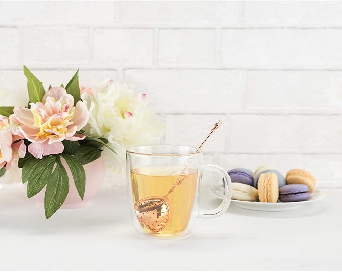 Pinky Up Heart Shaped Tea Ball, Reusable Loose Leaf Tea Infuser, Brew Tea with Ease, Stainless Steel, Rose Gold