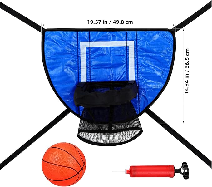 Toyvian Trampoline Basketball Hoop Attachment - Basketball Hoop Goal with 3 Balls 1 Pump for Trampoline Accessories Outdoor