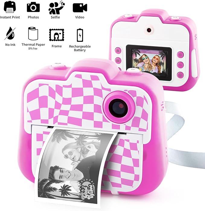 Photo Creator 3-in-1 Instant Camera for Kids – Pink; Camera, Instant Printer & Photo Booth with Fun Frames & Filters