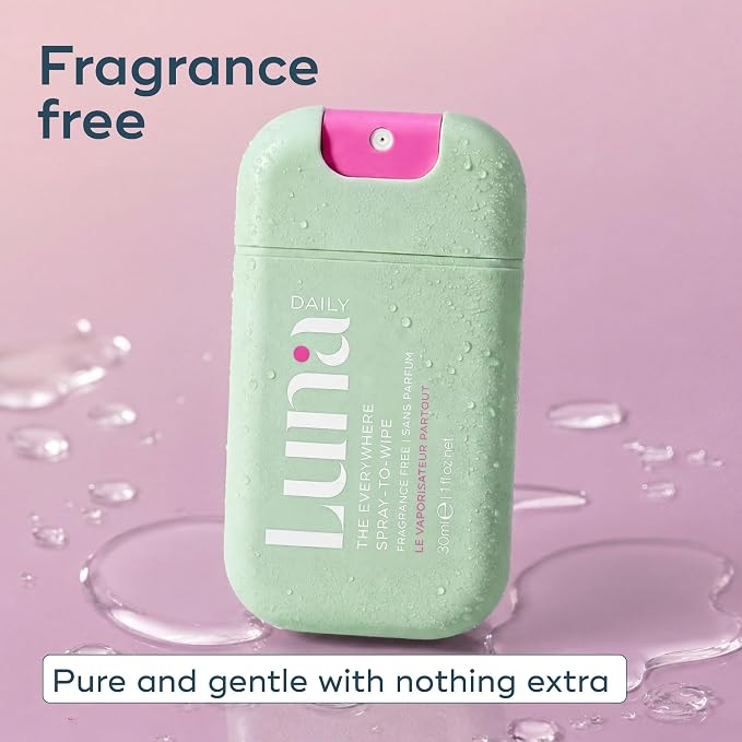 Luna Daily The Everywhere Spray-to-Wipe | Fragrance-Free, 1 Fl Oz