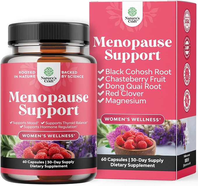 Natures Craft Complete Herbal Menopause Supplement for Women - Female Hormone Balance Capsules for Night Sweats Hot Flashes & Mood Swings with Dong Quai, Chaste Berry & Black Cohosh Root - 60 Count