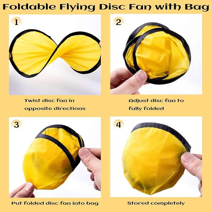 End of the Year Gifts for Students Bulk Foldable Flying Disc Fans Set with Stickers Bags, End of Year Student Gifts from Teacher Beach Fun Folding Pocket Hand Fans for Outdoor Activities Games