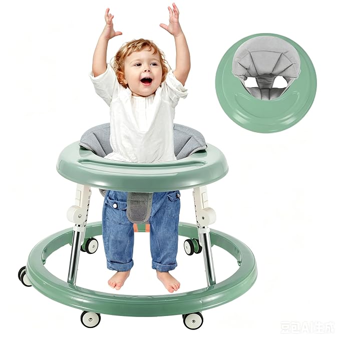 Folding Baby Walker,Height Adjustable Baby Walker for Babys 6-18 Months (Green)