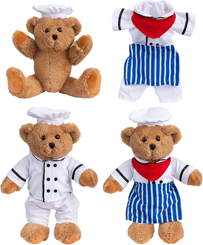 HollyHOME Chef Stuffed Animal Teddy Bear Soft Plush Toy with Chef Uniform Unique Toy Gifts for Kids and Chefs Holiday Birthday Valentine 16 inche