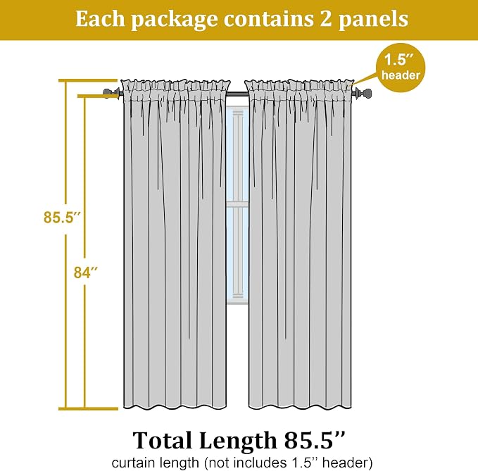 OWENIE Sheer Curtains 84 inch Length, Ivory Sheer Cutains 2 Panels Set for Bedroom/Living Room, Rod Pocket Voile Fimly Drapes, 2pcs, Each 42" W x 84" L