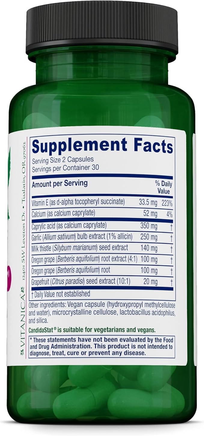 Vitanica Candidastat, Balanced Support, Vegan, 60 Capsules