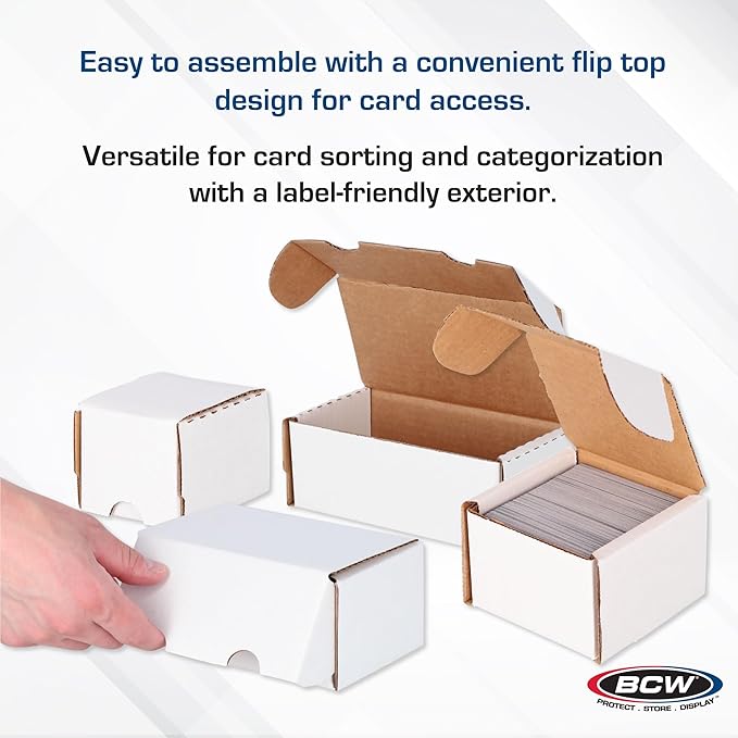 BCW 400 Count Trading Card Storage Box - 6ct | Cardboard Organizer for Baseball, Basketball, Football Cards, MTG, Pokemon | Card Game Storage & Protection | Card Storage Box | Assembly Required