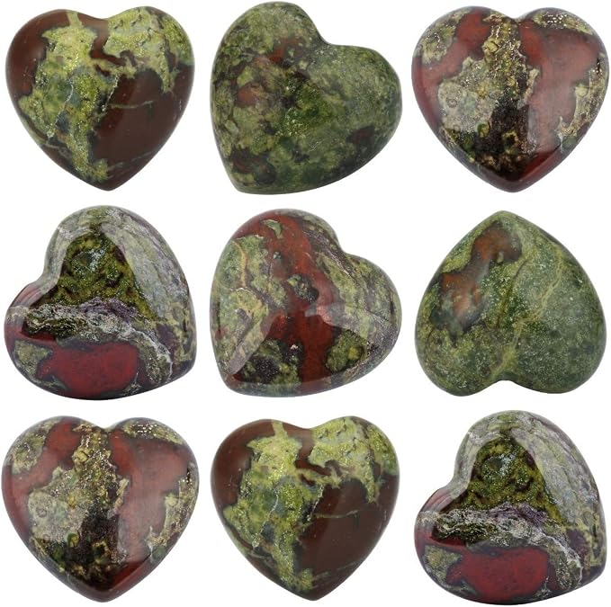 SUNYIK Assorted Natural Gemstones Carved Puff Heart Pocket Stone Set, Healing Palm Crystal Set for Christmas, Pack of 8(1")