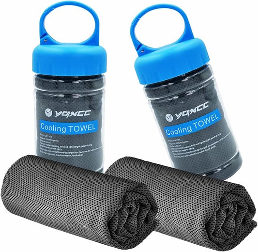 YQXCC 2 Pack Cooling Towels (47"x12"), Ice Cool Neck Towel, Soft Breathable Microfiber for Yoga, Golf, Gym, Running, Camping & Hot Weather