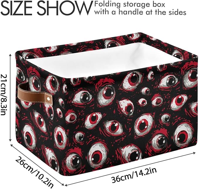 Aslsiy Storage Basket Red Eyes Halloween Nursery Bins Baby Box Canvas Clothes Shelf Basket Laundry Hampers 1 Pcs
