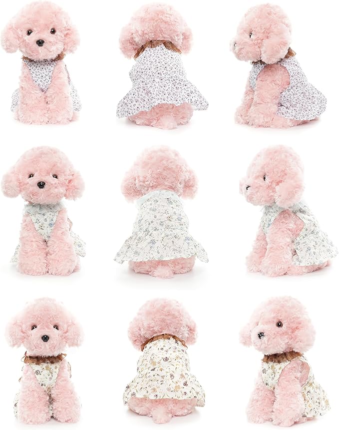 Plush Dog Dresses, Set of 3 - Stuffed Animal Puppy Clothing for 12.6 inch Sitting Dogs