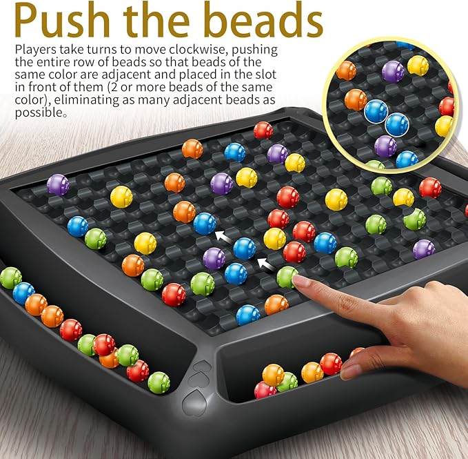 Happy Puzzle Blast Board Game, 2-4 Players, 120 Colored Beads, Creative Pattern Making Game for Family