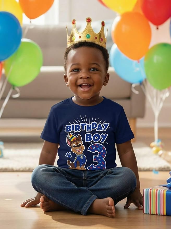 Paw Patrol Chase 3rd Birthday Boy Shirt - Toddler T-Shirt Gift Outfit for Party - Clothes for 3 Year Old Boys