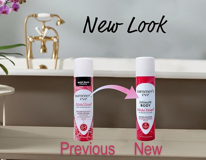 Summer’s Eve Blissful Escape Feminine Dry Spray Deodorant, Daily Intimate Body Spray, Neutralizes Odor, pH Balanced, Talc Free, Gentle Fresh Scent, 2 Ounce (Pack of 4)