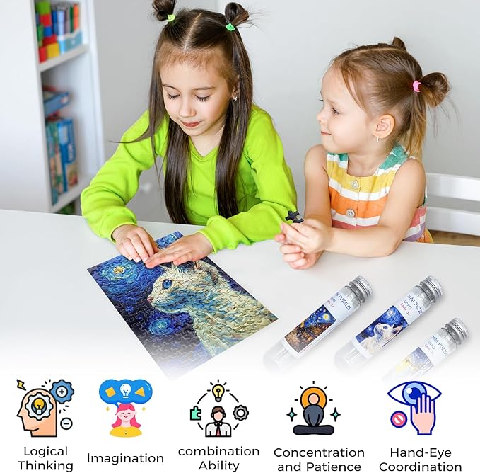150 Pieces Mini Jigsaw Puzzles for Adults & Kids,6 x 4 Inches,Mini Puzzles,Travel Puzzle,Small Puzzles, Challenging Difficult Puzzle,3 Pack Starry Sky Series