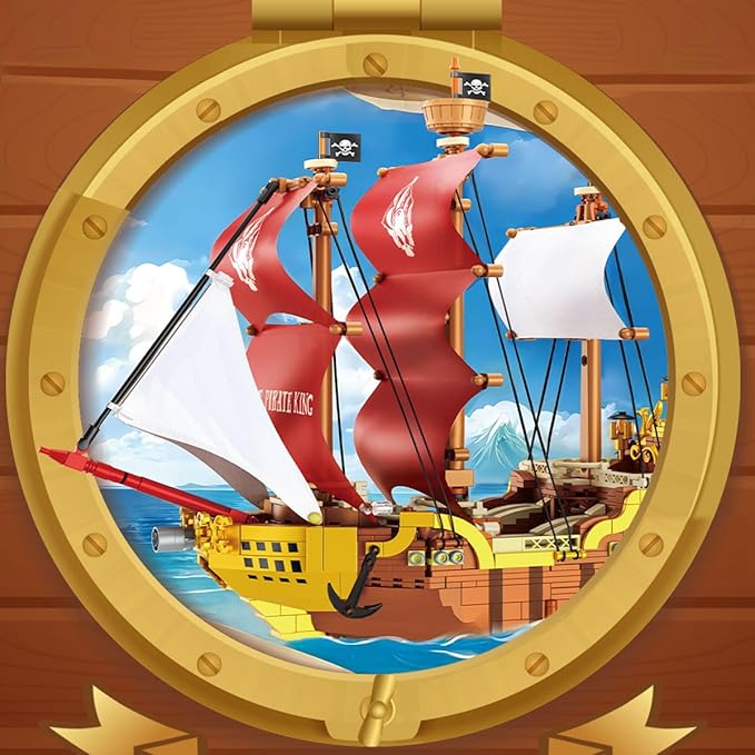 BDYDT Pirate Ship Set Pirate King Pirate Ship Mini Building Blocks Set（920PCS） Building Set Model Toys Gifts for Kid and Adult，Interesting Gifts for Pirate Ship Enthusiasts