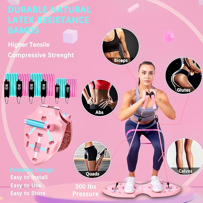 LALAHIGH Push Up Board,36 in 1 Home Gym Equipment with Ab Roller Wheel & Resistance Bands, Portable Foldable Workout Board for Full Body Strength Training Men Women,Gift for Boyfriend