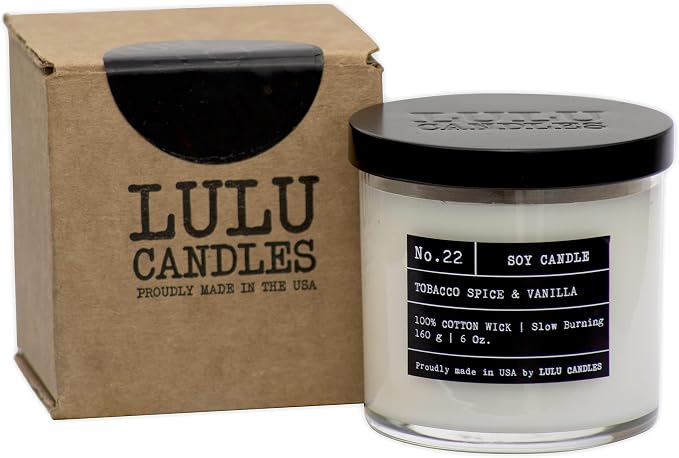 Lulu Candles | Black Tea & Sage | Luxury Scented Soy Jar Candle | Hand Poured in The USA | Highly Scented & Long Lasting- 6 Oz.