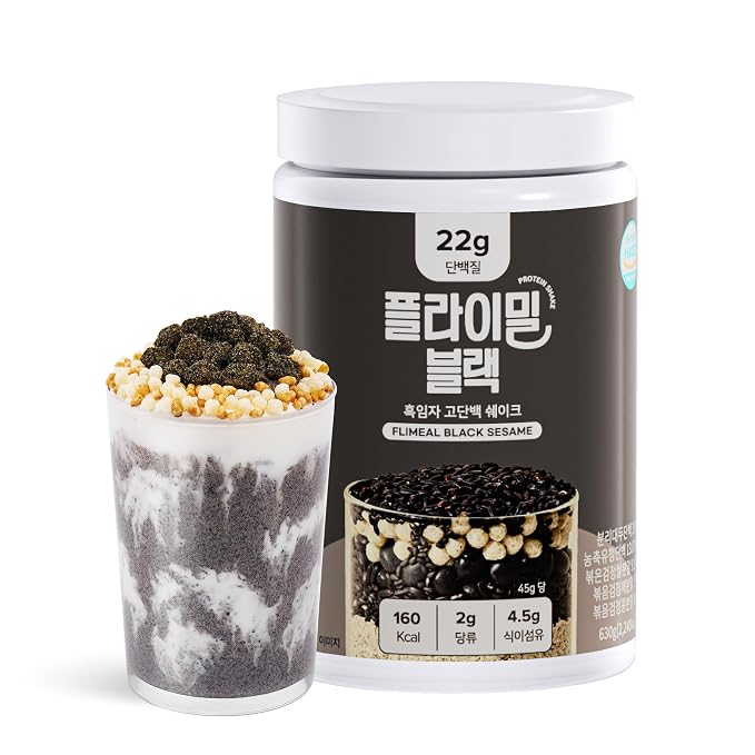Flimeal Black Sesame Protein Shake, With Crunchy Protein Balls, Protein Smoothie Powder - 22g Protein, Low Sugar, Keto-Friendly Meal Replacement Shake, 22.22oz, 14 Servings, 14 Servings (1 X 22.22oz)