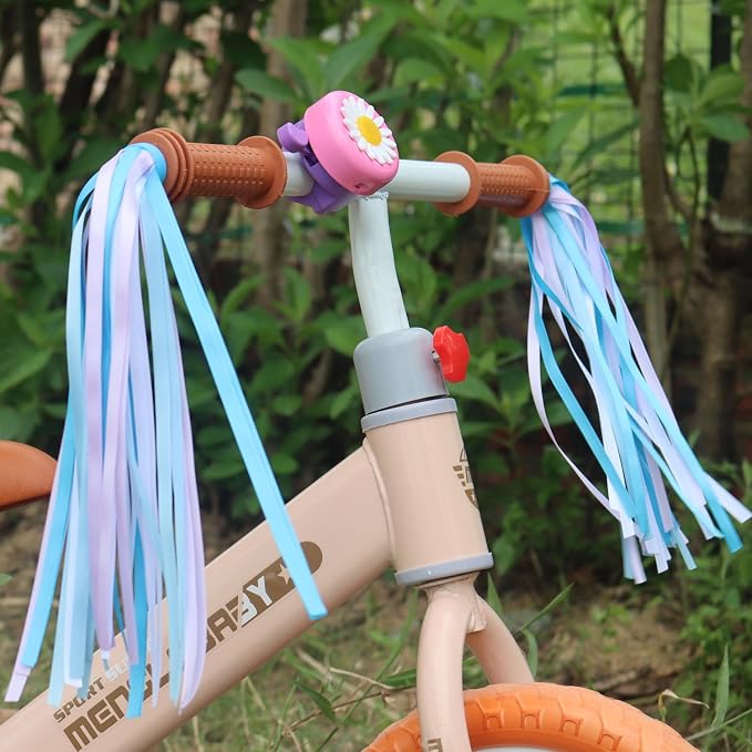 PLATT Kid's Bicycle Handlebar Streamers Colorful Ribbons Tassel for Girls Boys Bicycle Handlebar Scooter Handgrip (Blue 1Pair)