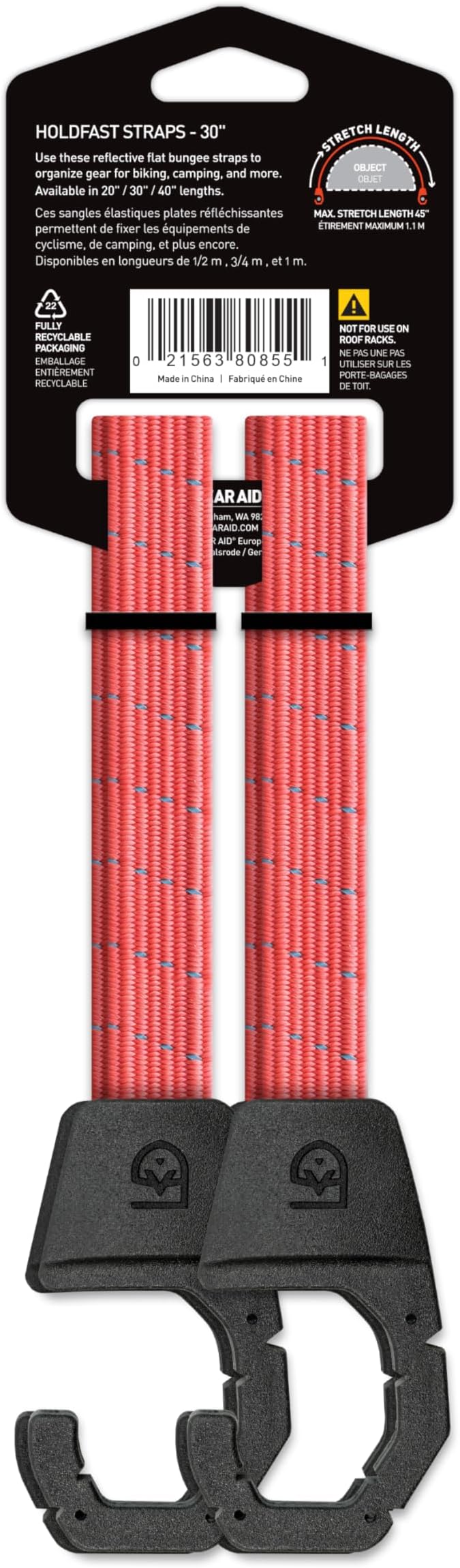 Gear AID Holdfast Bungee Strap, Organize Your Garage and Gear for Biking, Camping, Hunting, Exercise, Paddling and More, Orange Reflective