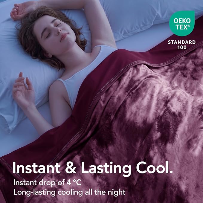 Cooling Blanket Throw 50"x70" for Hot Sleepers | Cold Summer Soft Blanket for Bed Couch and Travel Absorbs Heat Q-Max>0.35 Cool Lightweight Throw for Night Sweats Menopause