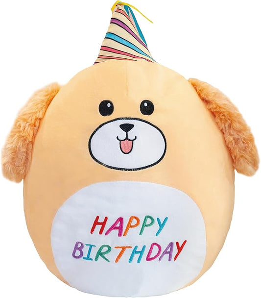 16.5” Birthday Dog Plush Pillow Toy Corgi Soft Stuffed Animal Plushies Cute Dog Birthday Decoration Large Birthday Gifts Happy Plush for Boys and Girls Toddlers