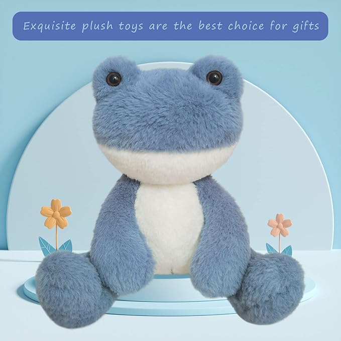 Frog Stuffed Animal, Navy Blue Frog Plush Toy, Soft Cuddly Plushie Hugger Toy for Boys Girls, Gifts for Kids or Girlfriend, 8.5 Inches