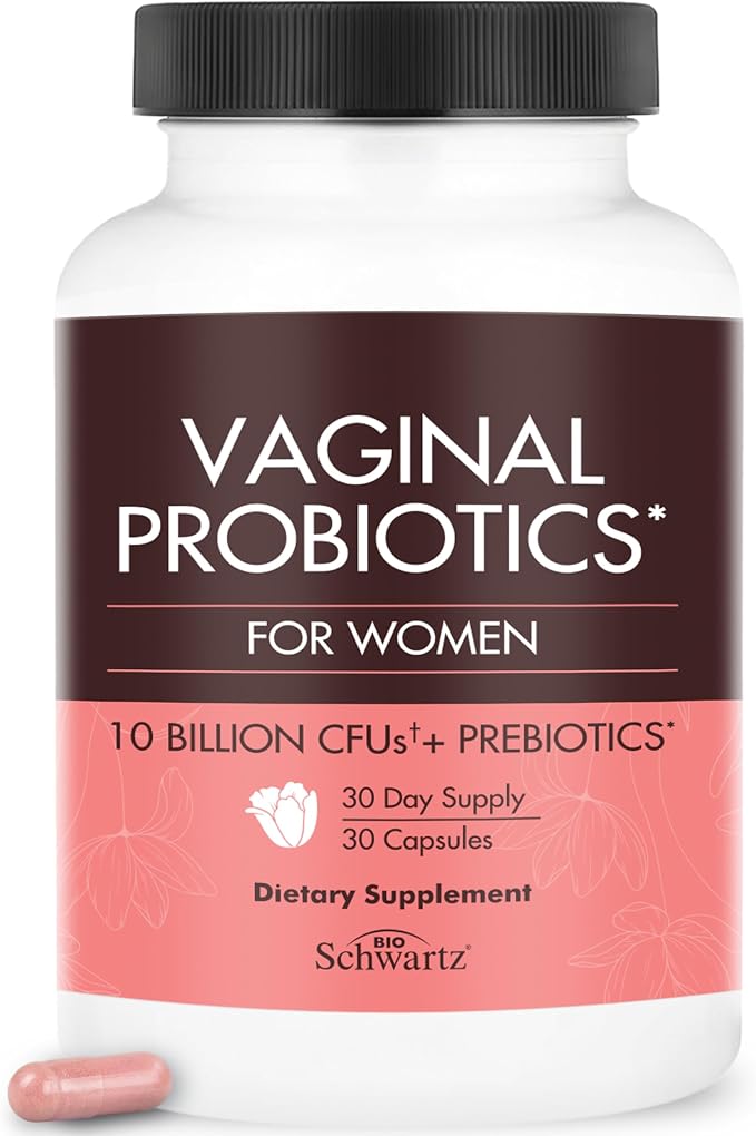 BioSchwartz Vaginal Probiotics for Women Supplement with Prebiotics Lactobacillus Crispatus - Supports Women's Health by Promoting Healthy Vaginal Odor, Flora, PH Balance - 30 Day Supply, 30 Capsules